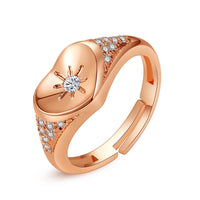 Cubic Zirconia & Rose Goldtone Star Heart Adjustable Ring
