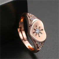 Cubic Zirconia & Rose Goldtone Star Heart Adjustable Ring