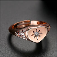 Cubic Zirconia & Rose Goldtone Star Heart Adjustable Ring