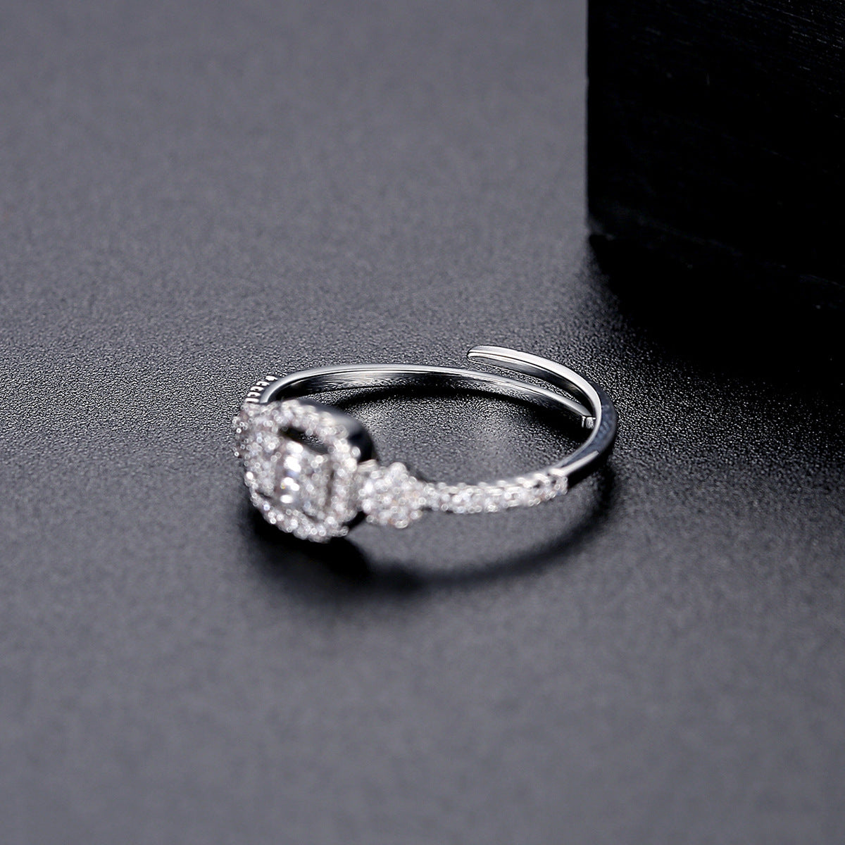 Cubic Zirconia and Crystal Silver-Plated Adjustable Ring, silver statement rings for women, lifestyle look
