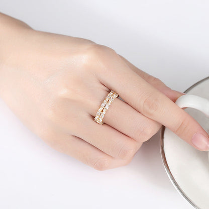 Pearl and 18K Gold-Plated Stacked Open Ring, gold statement rings for women, elegant gift for her, detail close-up