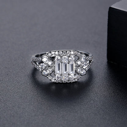 Crystal and Cubic Zirconia Geometric Adjustable Ring, statement rings for women, everyday style, side view