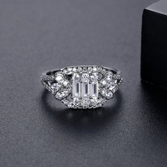 Crystal & Cubic Zirconia Geometric Adjustable Ring