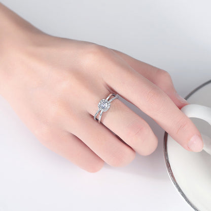 Crystal and Cubic Zirconia Silver-Plated Hola Band Ring, silver statement rings for women, lifestyle look