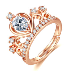 Crystal & Cubic Zirconia Crown Adjustable Ring