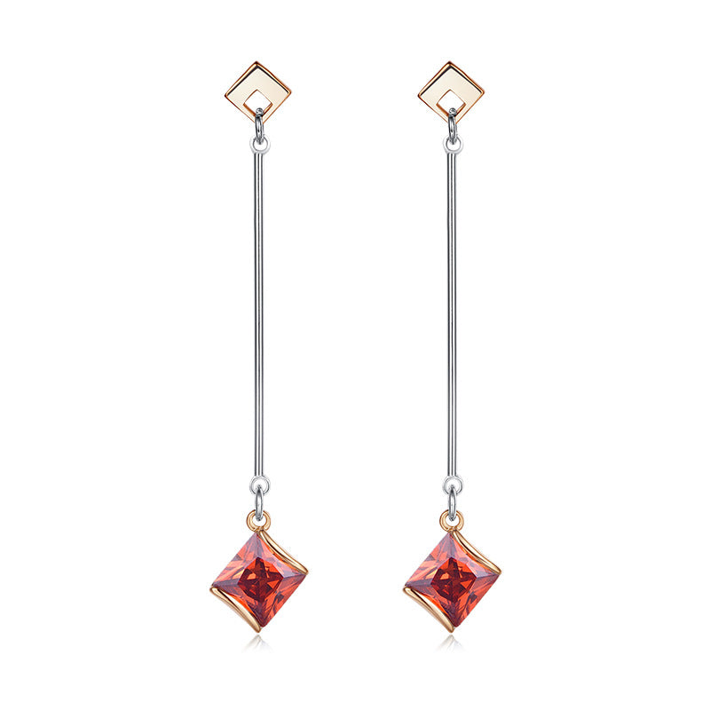 Red Princess Crystal & Two-Tone Drop Earrings