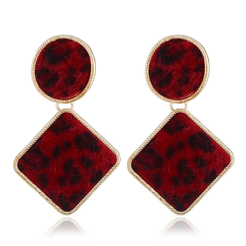 Red Gabardine & 18K Gold-Plated Leopard Print Drop Earrings