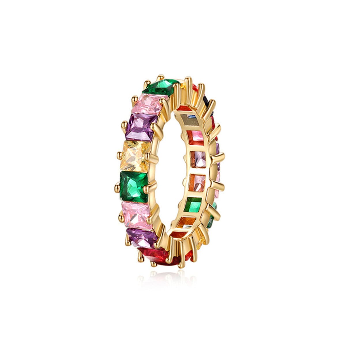 Rainbow Crystal & Cubic Zirconia Princess Band Ring
