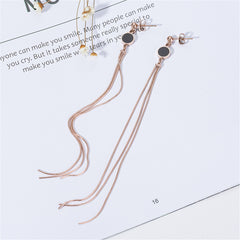 Black Acrylic & 18K Rose Gold-Plated Long Tassel Drop Earrings