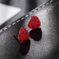 Red Cubic Zirconia & 18k Rose Gold-Plated Heart Stud Earrings