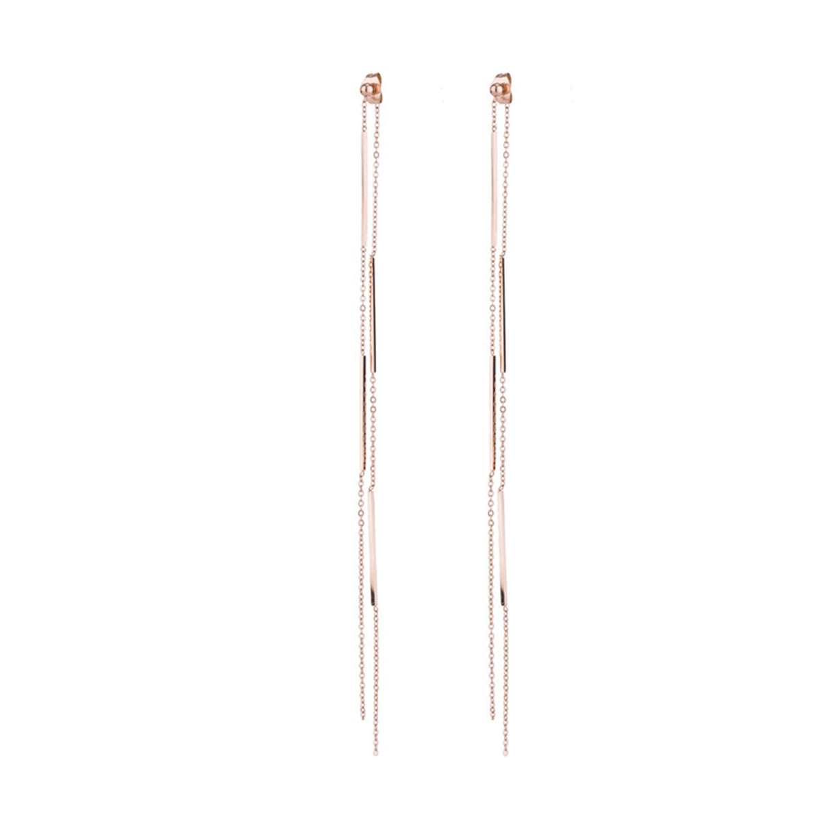 18K Rose Gold-Plated Bar Tassel Ear Jackets