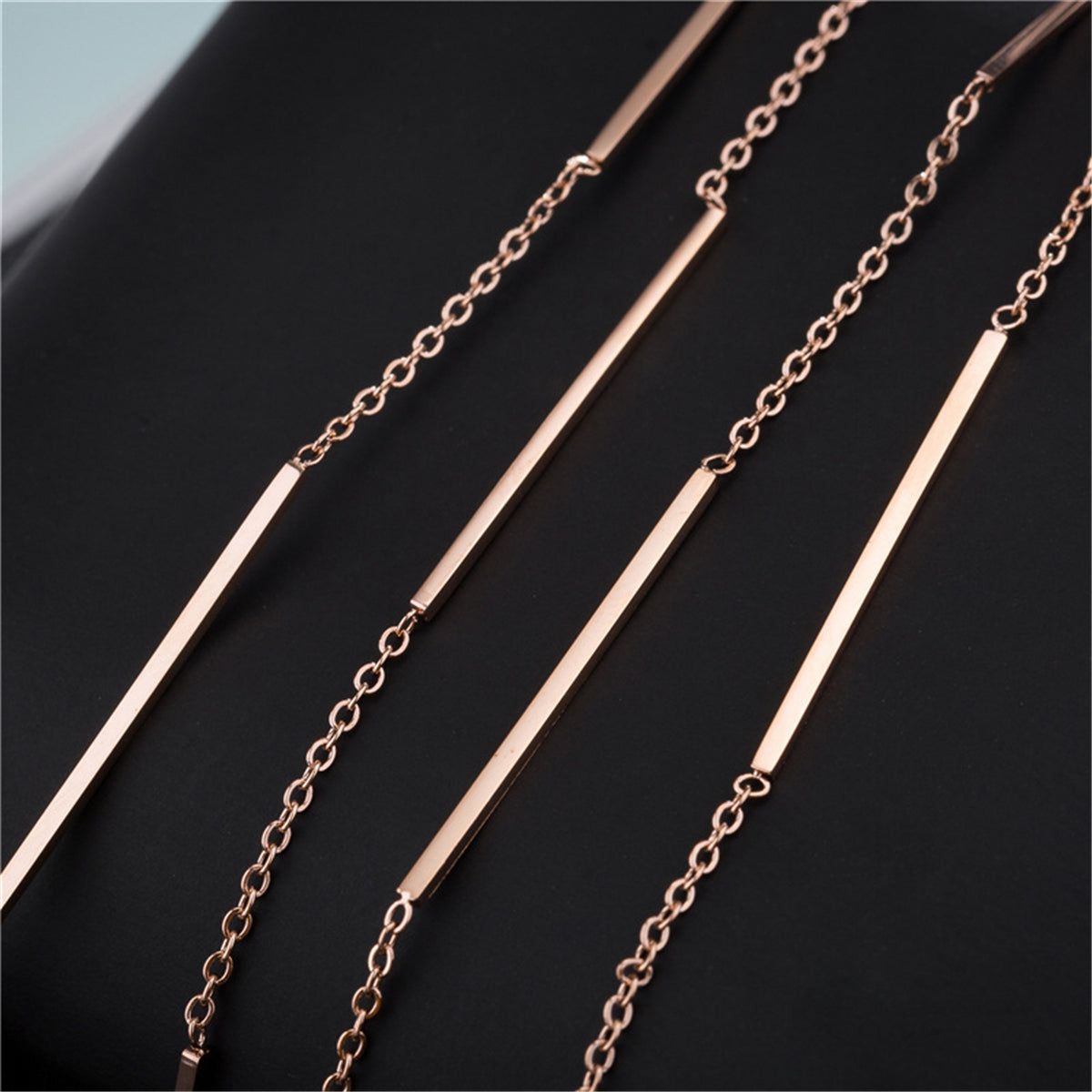 18K Rose Gold-Plated Bar Tassel Ear Jackets