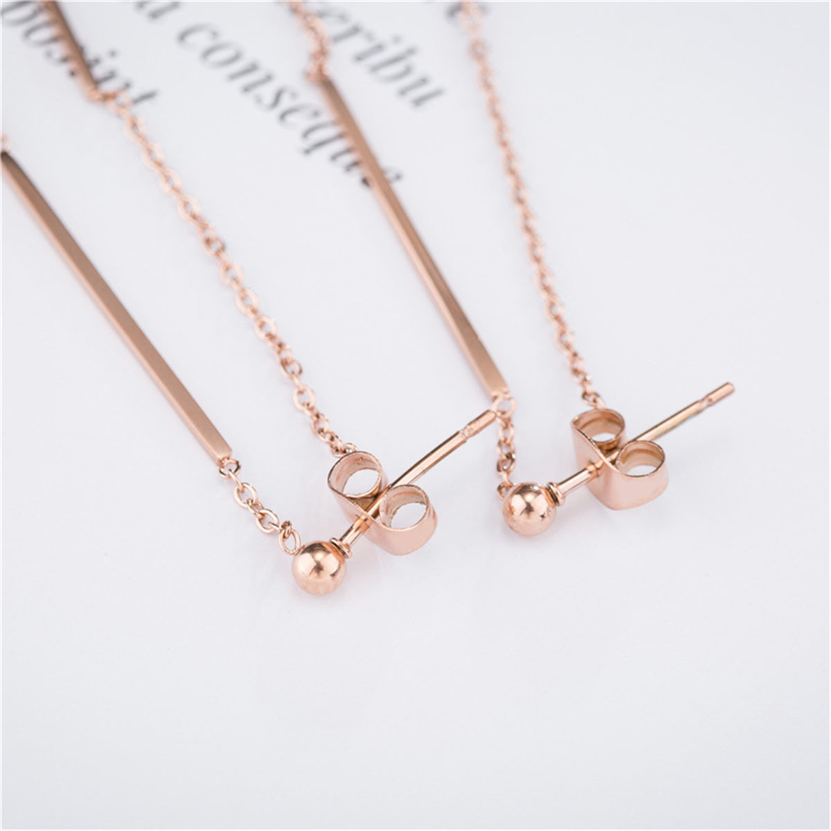 18K Rose Gold-Plated Bar Tassel Ear Jackets