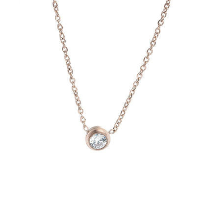Cubic Zirconia and 18K Rose Gold-Plated Round Pendant Necklace, rose gold pendant necklace for women, front view