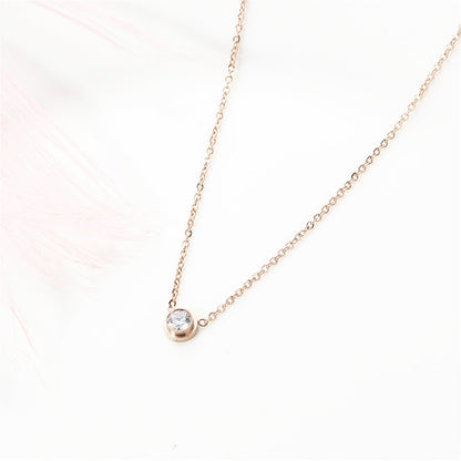 Cubic Zirconia and 18K Rose Gold-Plated Round Pendant Necklace, rose gold pendant necklace for women, lifestyle look