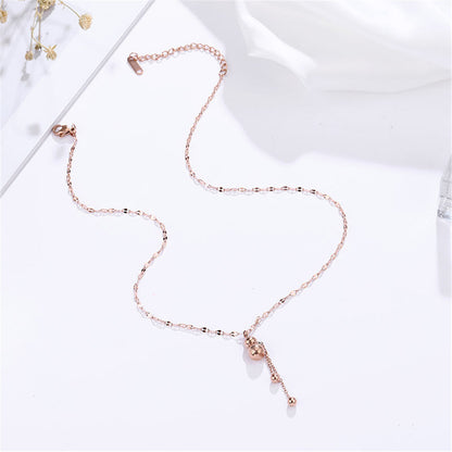18K Rose Gold-Plated Calabash Tassel Pendant Necklace, rose gold pendant necklace for women, lifestyle look