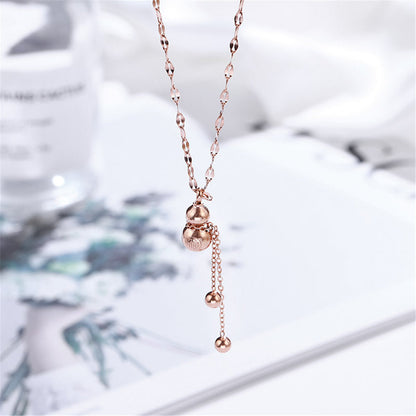 18K Rose Gold-Plated Calabash Tassel Pendant Necklace, rose gold pendant necklace for women, botanical inspired, styled look