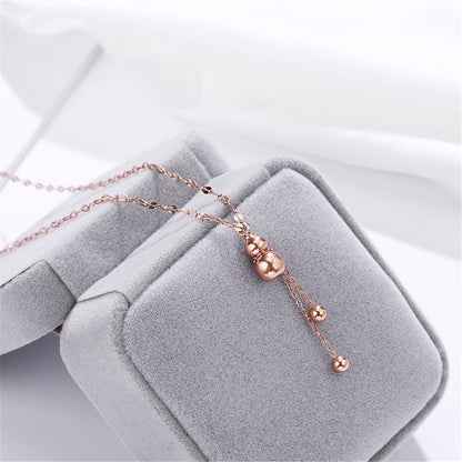 18K Rose Gold-Plated Calabash Tassel Pendant Necklace, rose gold pendant necklace for women, botanical inspired, side view