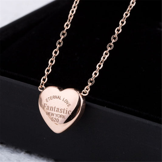 18K Rose Gold-Plated 'Eternal Love' Heart Key Pendant Necklace, rose gold pendant necklace for women, front view