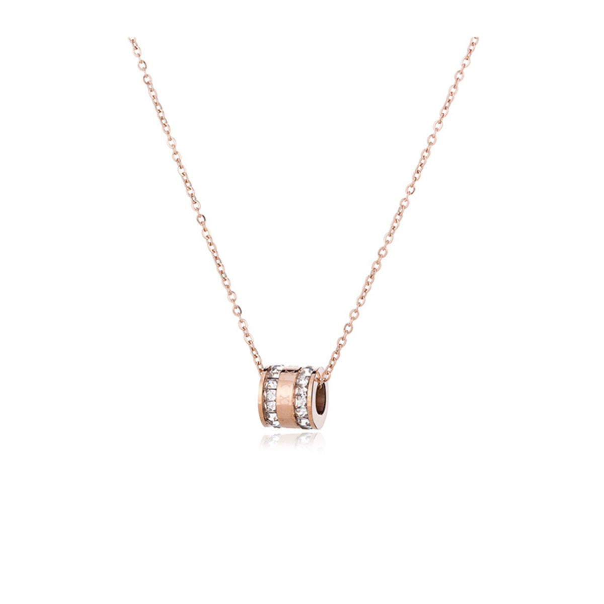Crystal and 18K Rose Gold-Plated Roman Numeral Pendant Necklace, rose gold pendant necklace for women, front view