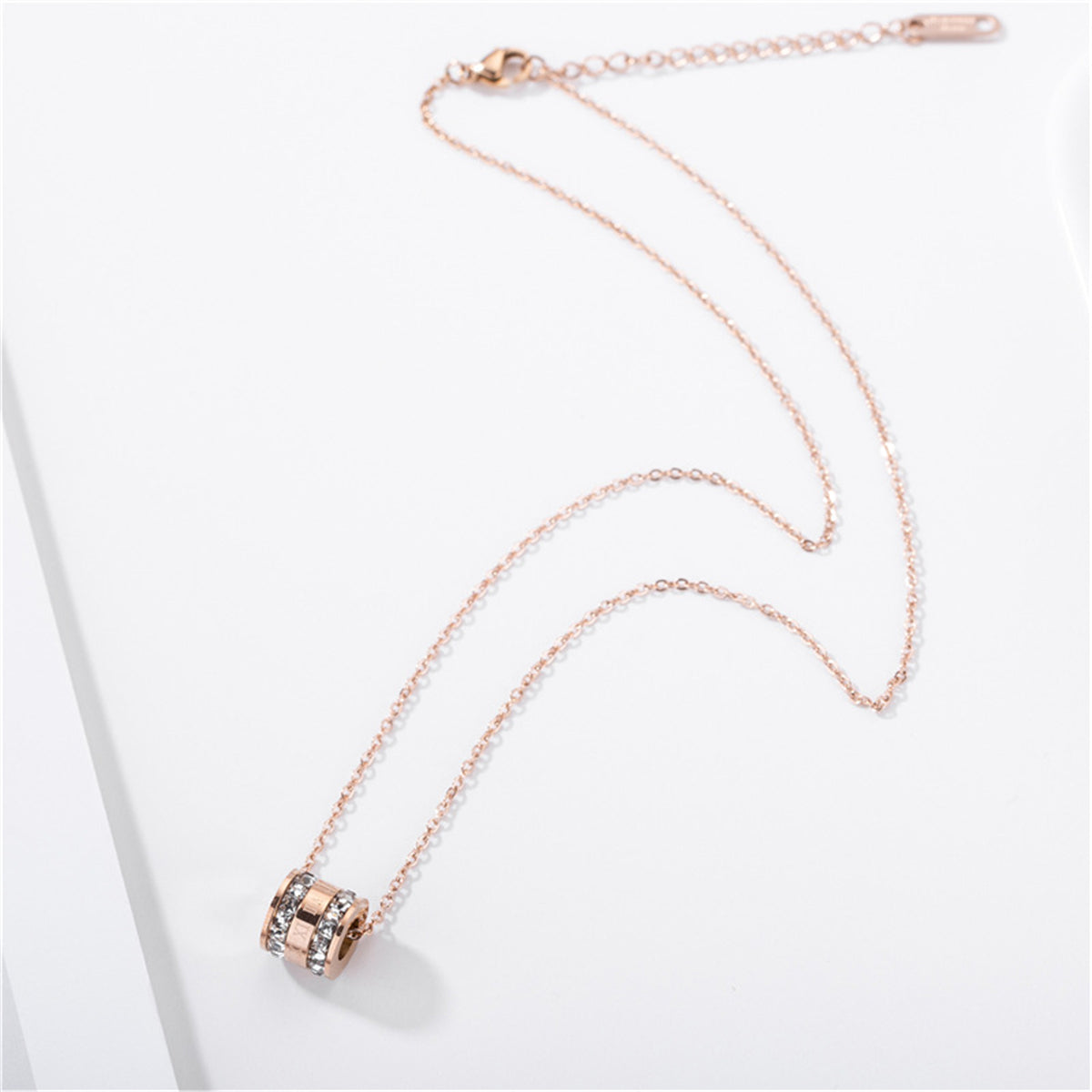 Crystal and 18K Rose Gold-Plated Roman Numeral Pendant Necklace, rose gold pendant necklace for women, styled look