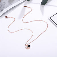 White Shell & Cubic Zirconia Rose Goldtone Clover Pendant Necklace
