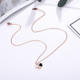 White Shell & Cubic Zirconia Rose Goldtone Clover Pendant Necklace