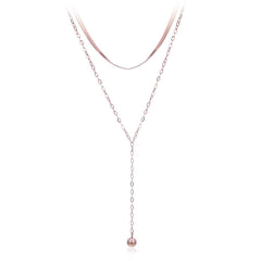 18K Rose Gold-Plated Snake Chain Layered Lariat Necklace