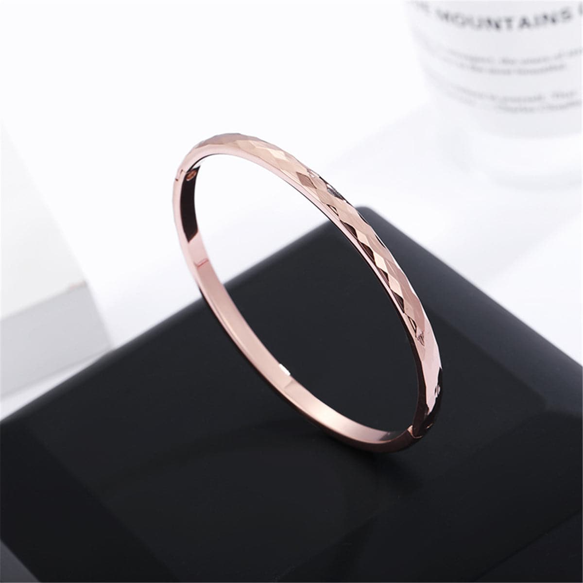 18K Rose Gold-Plated Diamond-Cut Hinge Bangle