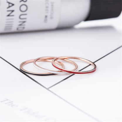 Red and Black Enamel 18K Rose Gold-Plated Band Ring - Set Of Three, jewelry gift sets for women, side view
