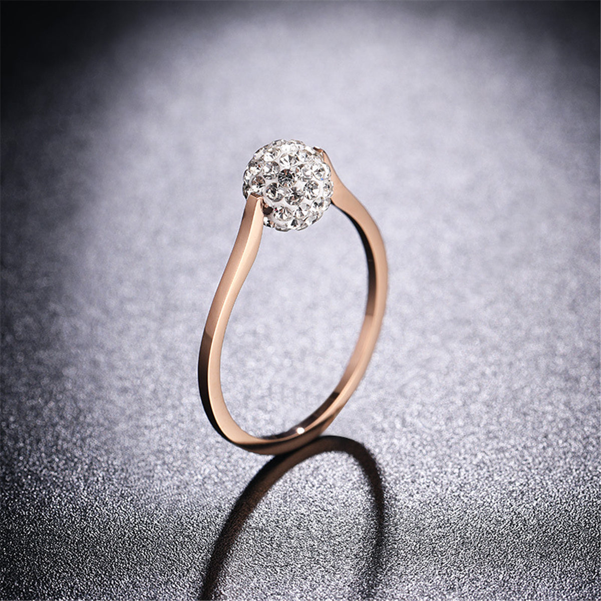 Cubic Zirconia & 18K Rose Gold-Plated Ball Ring