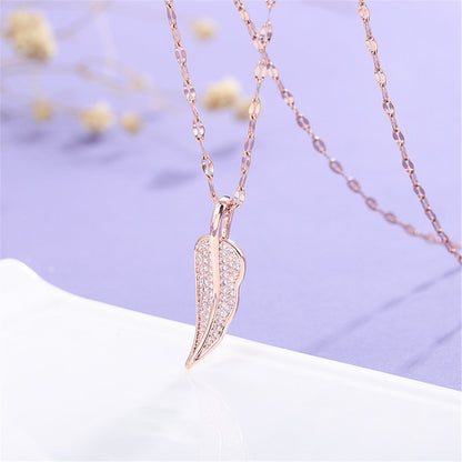 Cubic Zirconia and 18K Rose Gold-Plated Leaf Pendant Necklace, rose gold pendant necklace for women, lifestyle look
