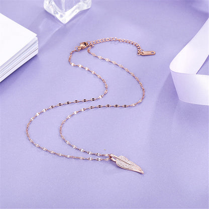 Cubic Zirconia and 18K Rose Gold-Plated Leaf Pendant Necklace, rose gold pendant necklace for women, styled look