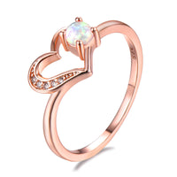 Opal & Cubic Zirconia Open-Heart Ring