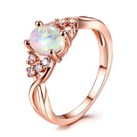 Opal & 18k Rose Gold Crystal-Accent Twist Ring