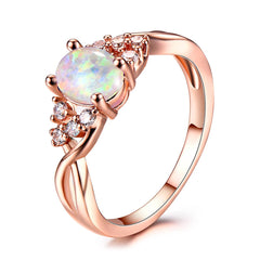 Opal & 18K Rose Gold Crystal-Accent Twist Ring