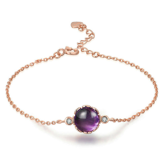 Purple Crystal and Cubic Zirconia Charm Bracelet, bracelet for women, elegant gift for her, front view