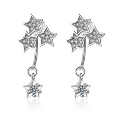 Cubic Zirconia & Silver-Plated Star Drop Earrings
