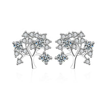 Cubic Zirconia & Silver-Plated Tree Stud Earrings
