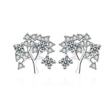 Cubic Zirconia & Silver-Plated Tree Stud Earrings