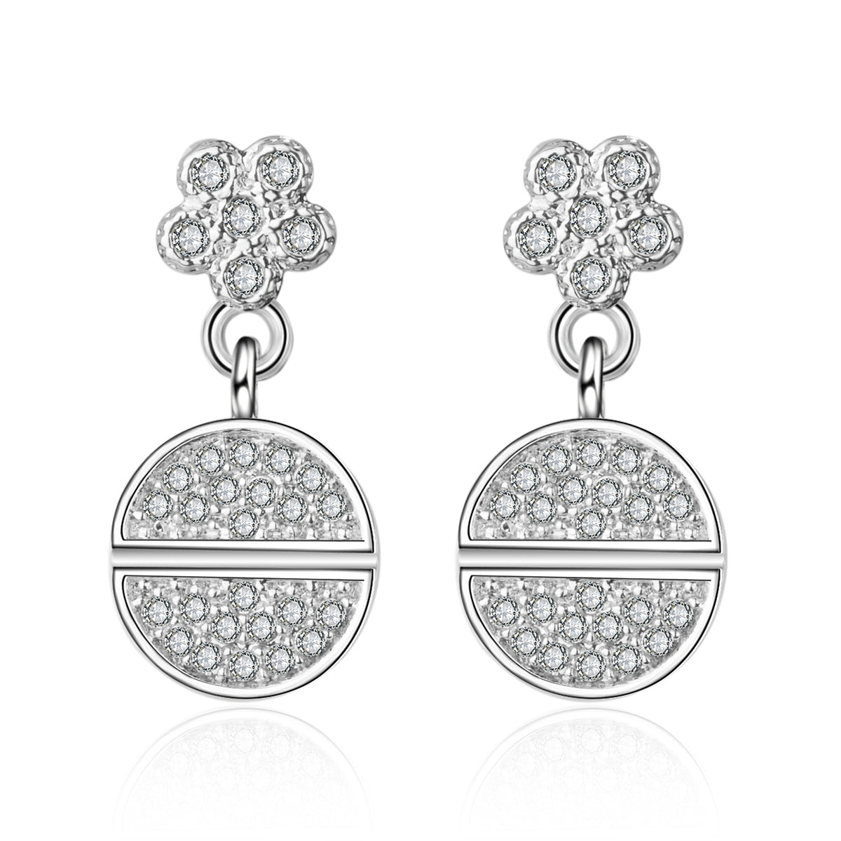 Cubic Zirconia & Silver-Plated Plum Blossom Drop Earrings