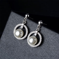 Pearl & Cubic Zirconia Openwork Ring Drop Earrings