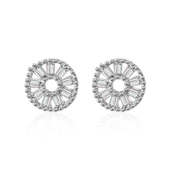 Cubic Zirconia & Silver-Plated Wheel Stud Earrings