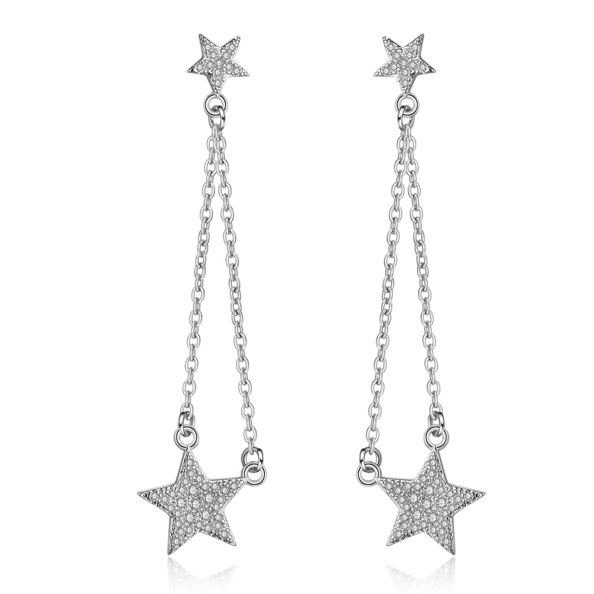 Cubic Zirconia & Silver-Plated Star Drop Earrings