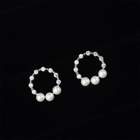 Imitation Pearl & Cubic Zirconia Hoop Stud Earrings