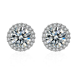 cubic zirconia & Fine Silver-Plated Hola Stud Earrings - streetregion