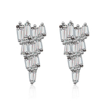 Cubic Zirconia & Fine Silver-Plated Stacked Triangle Stud Earrings
