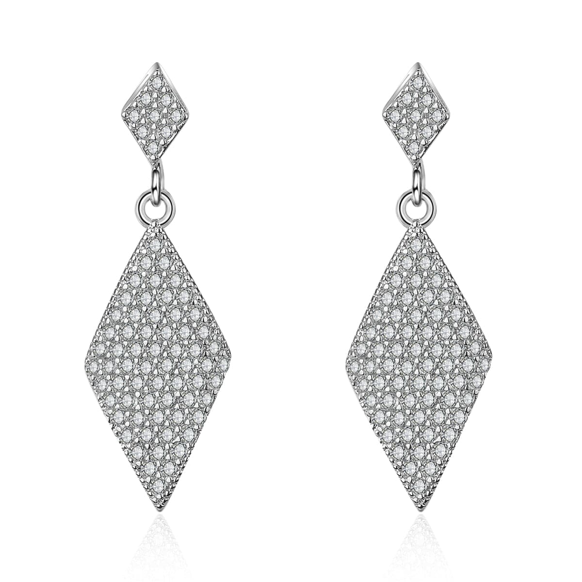 Cubic Zirconia & Silver-Plated Rhombus Drop Earrings