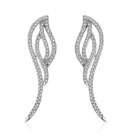 Cubic Zirconia & Silvertone Wing Dangle Earrings