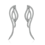Cubic Zirconia & Silvertone Wing Dangle Earrings